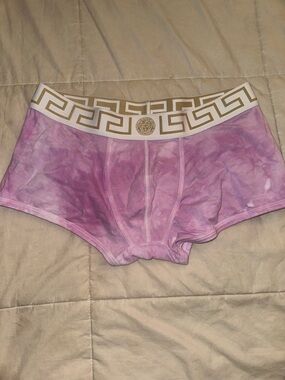 Versace Pink Tie-Dye Boxer Briefs with Gold Greca Waistband
